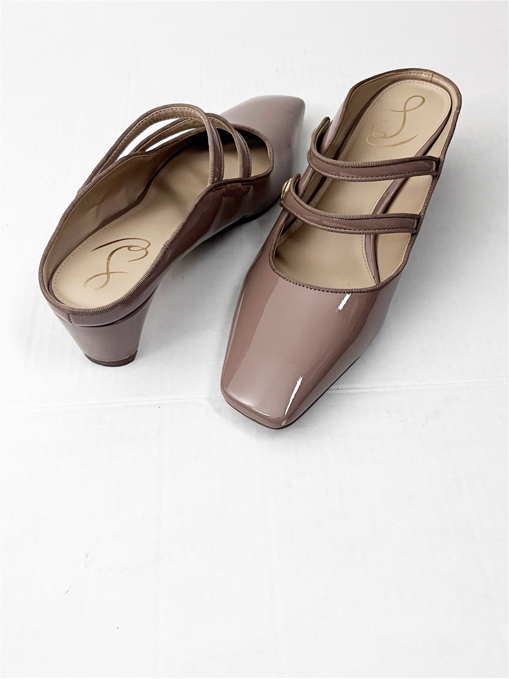 SAM EDELMAN McKenna Nude Patent Leather Strappy Mary Jane Mules Size 9